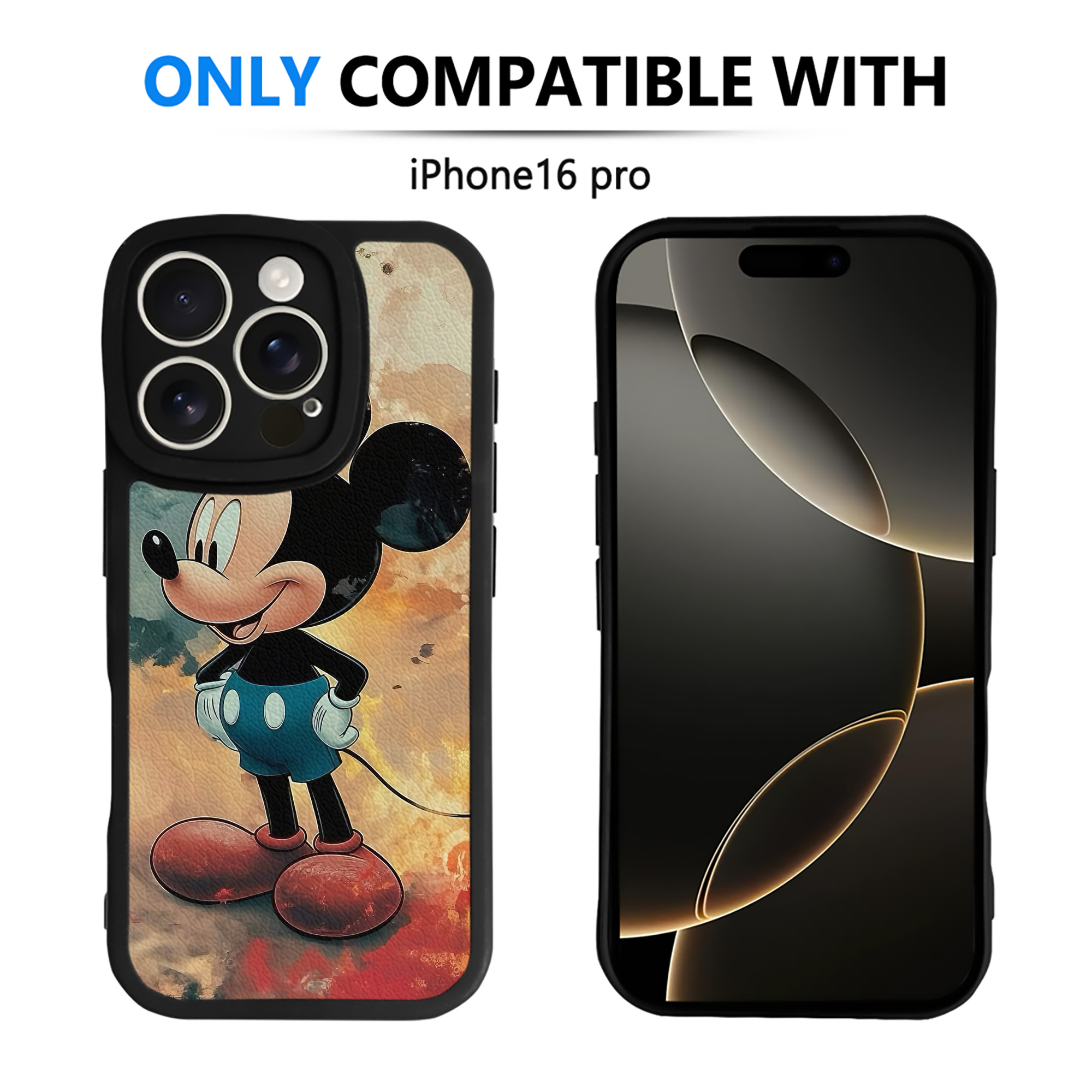（画像用） ミッキーマウス Mickey Mouse 【iPhone 16シリーズ対応】シリコンスマホケース（レザー調） 材質：シリコン